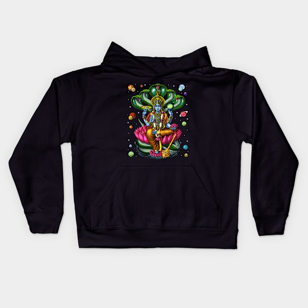 Hindu God Vishnu Kids Hoodie by underheaven